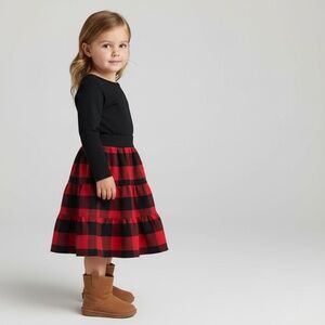 Skirt Flannel Girls 2/3 Long Buffalo Plaid Ruffle Tier Cotton Mom and Pop's Kids